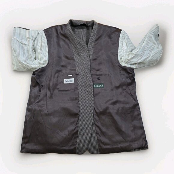 Lauren Ralph Lauren Blazer Mens US 52R Houndstooth Tweed Wool Lined 2B 2 Vented - Picture 11 of 16